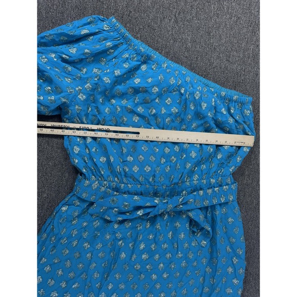 Lilly Pulitzer Dress Womens 12 Blue Metallic Zelalynn One Shoulder Maxi - Picture 4 of 7